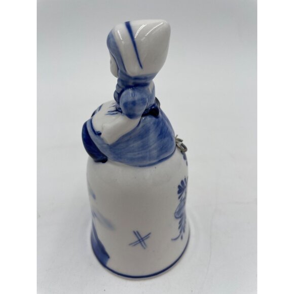 Vintage Handpainted Delfts Blue Ceramic Dutch Girl Bell Figurine - Picture 4 of 6
